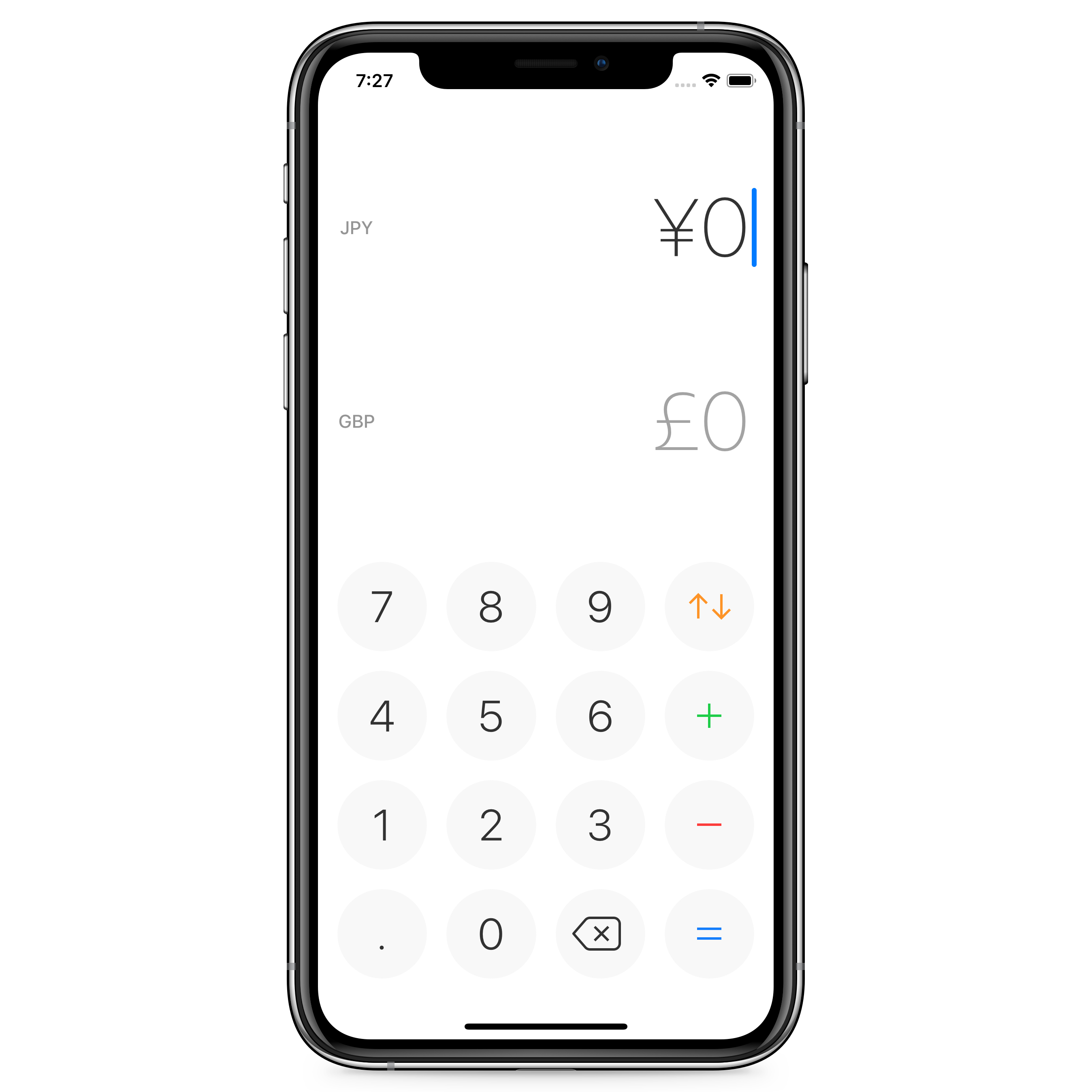 iPhone running Currency for iOS